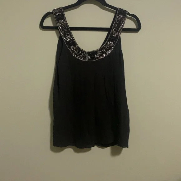 2 for $25 VGUC Alice +Olivia black sequin crystal women top sleeveless S petite - Picture 4 of 5